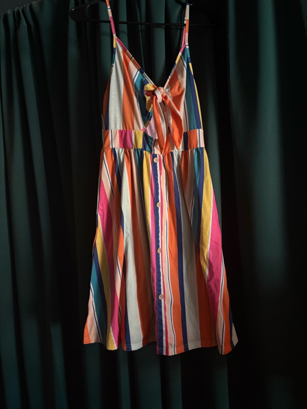 Amazon Multicolor Striped Tie-Back women’s Sundress - Pink, Orange, Yellow, Blue
